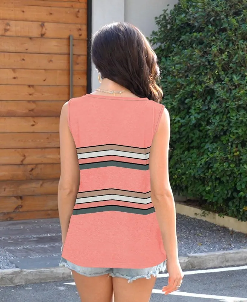 Disamer Summer Tank Tops for Women 2025 Trendy Spring Fashion Cute Printed Loose Fit Workout V Neck Sleeveless Shirts
