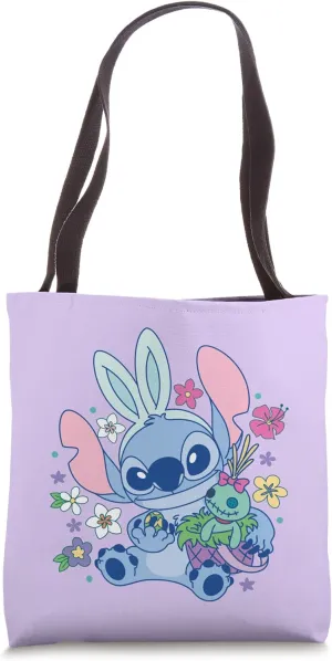 Disney Lilo & Stitch Cute Easter Bunny Stitch and Scrump Tote Bag