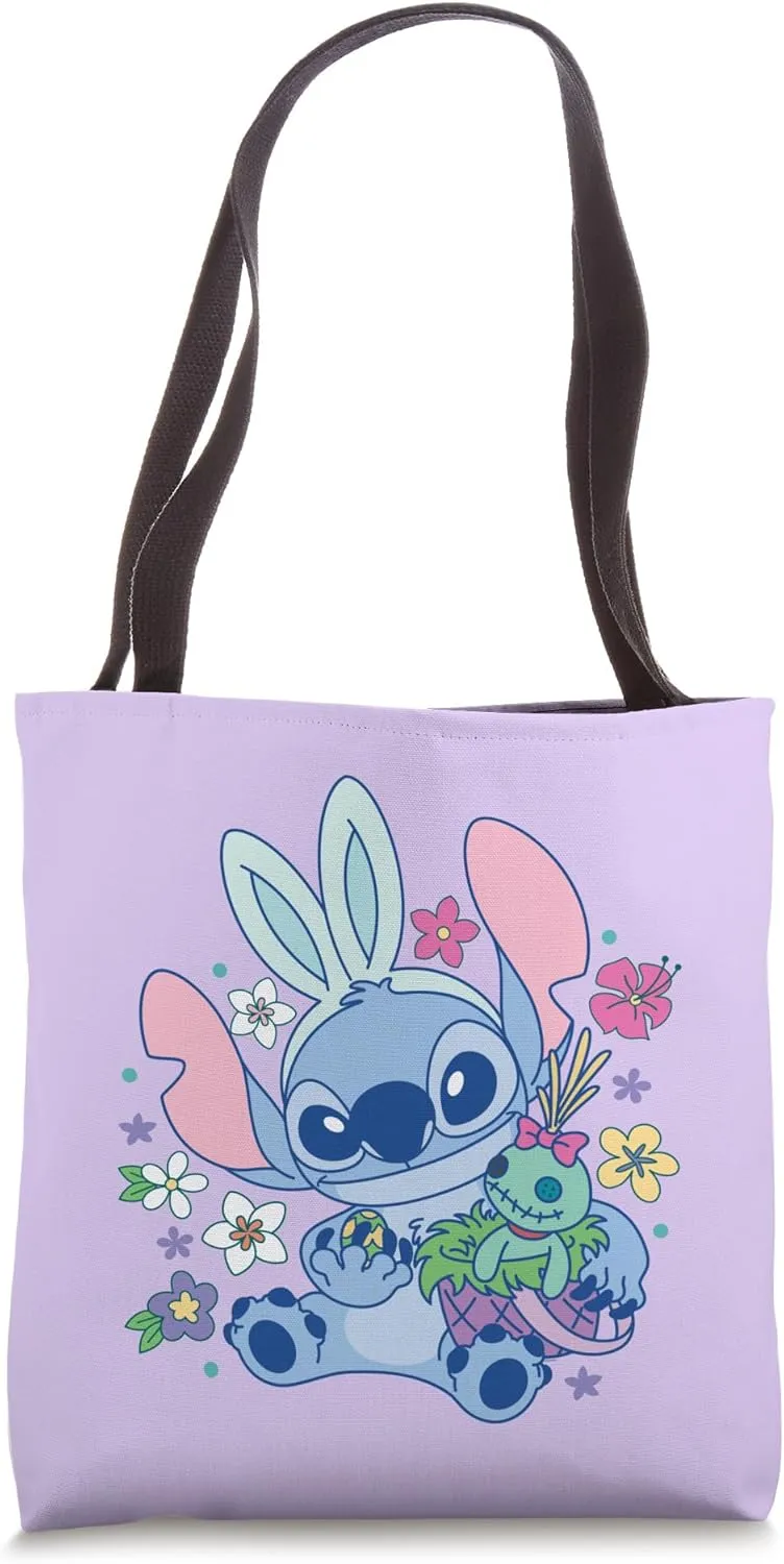 Disney Lilo & Stitch Cute Easter Bunny Stitch and Scrump Tote Bag