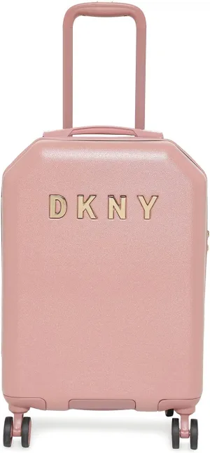DKNY Metal Logo Upright Hardside Luggage 22", Dark Rose