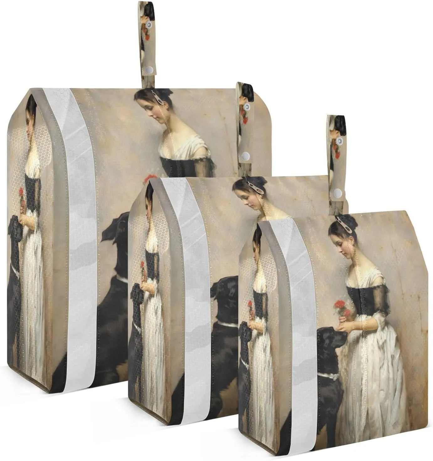 Dog Lady Flower Oil Painting Packing Cubes for Travel 3 Set Travel Packing Cubes Luggage Organizer Bags for Packing Compression