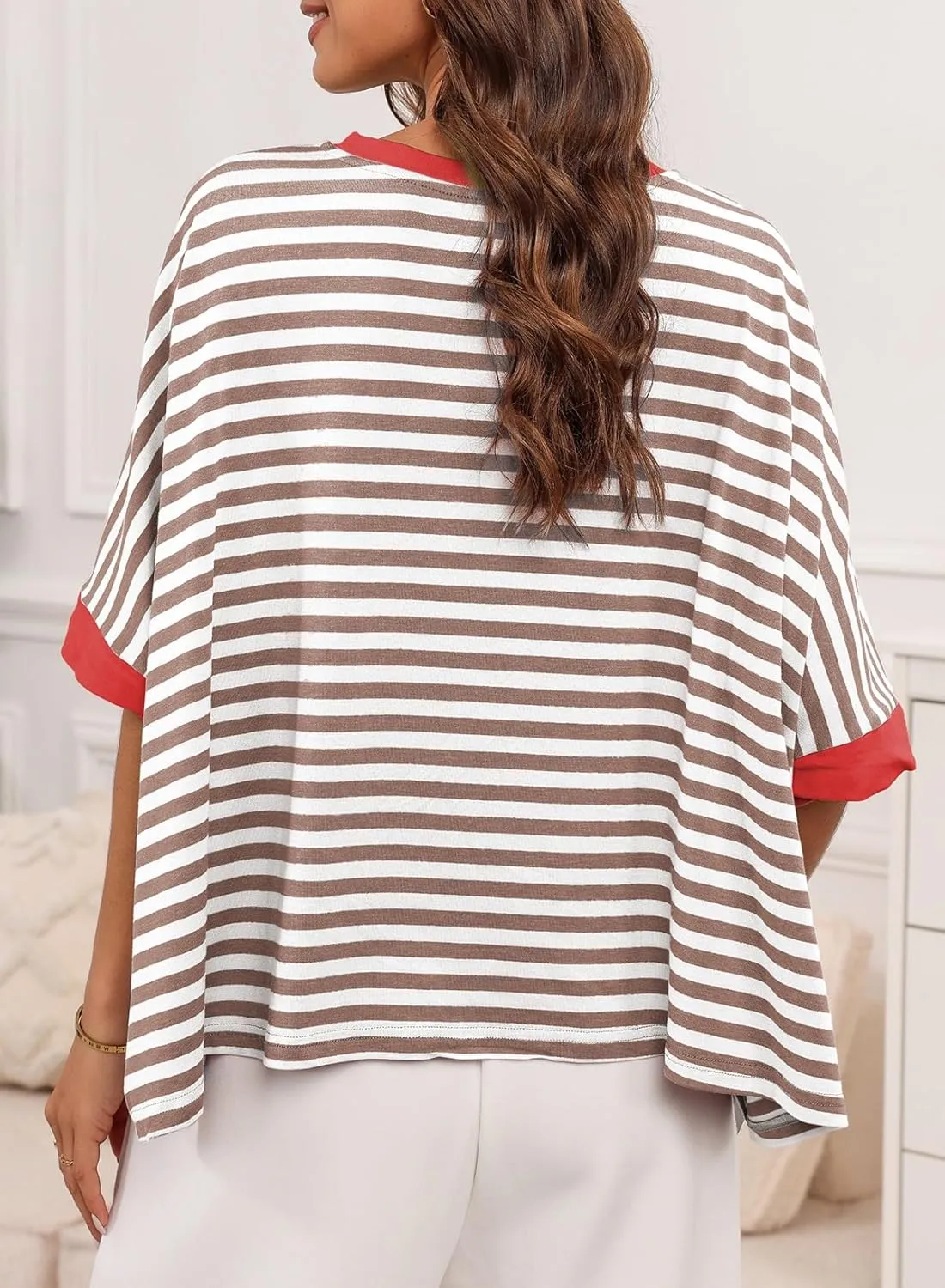Dokotoo Oversized Striped Tshirts Summer Tops Plus Size Fashion Trendy Casual Blouse Top