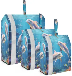 Dolphins Fish Ocean Packing Cubes for Travel 3 Set Packing Compression Cubes Luggage Organizer Bags for Carry On