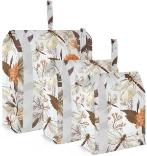 Dragonfly Orange Flower Leaves Packing Cubes for Travel 3 Set Compression Bag Luggage Organizer Bags for Luggage