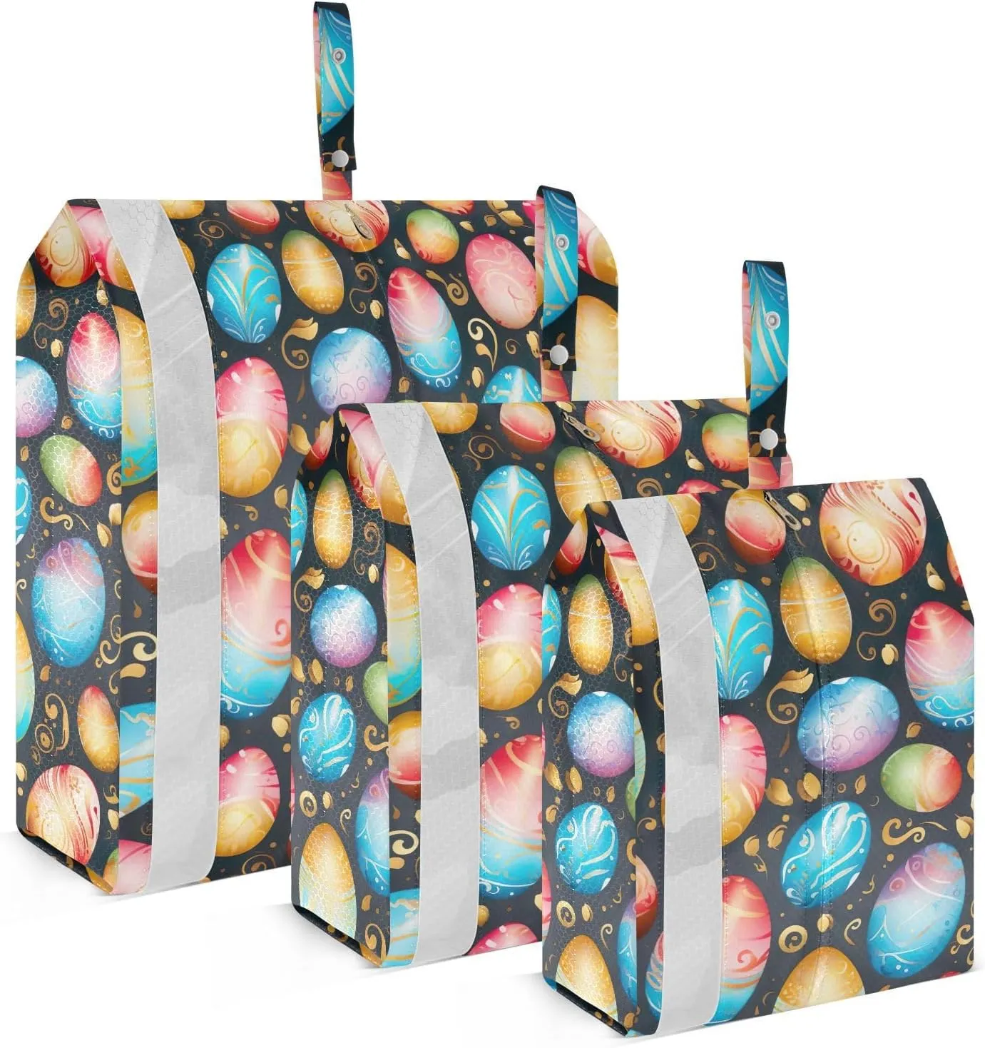 Easter Golden Eggs Colorful Packing Cubes for Travel 3 Set Compression Packing Bags Luggage Organizers for Luggage