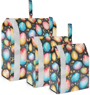 Easter Golden Eggs Colorful Packing Cubes for Travel 3 Set Compression Packing Bags Luggage Organizers for Luggage