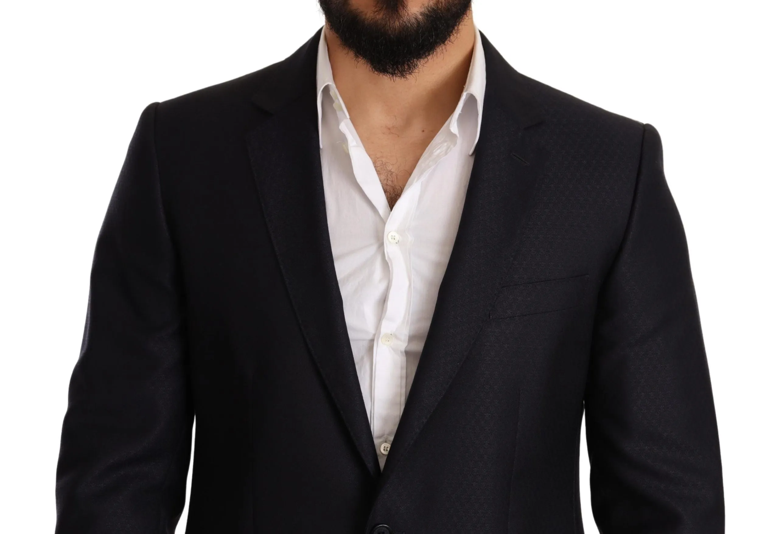 Elegant Slim Fit Jacquard Suit in Blue