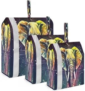 Elephant Geometry Colorful Packing Cubes for Travel 3 Set Packing Cubes Large Luggage Bags Organizer for Carry On Suitcases