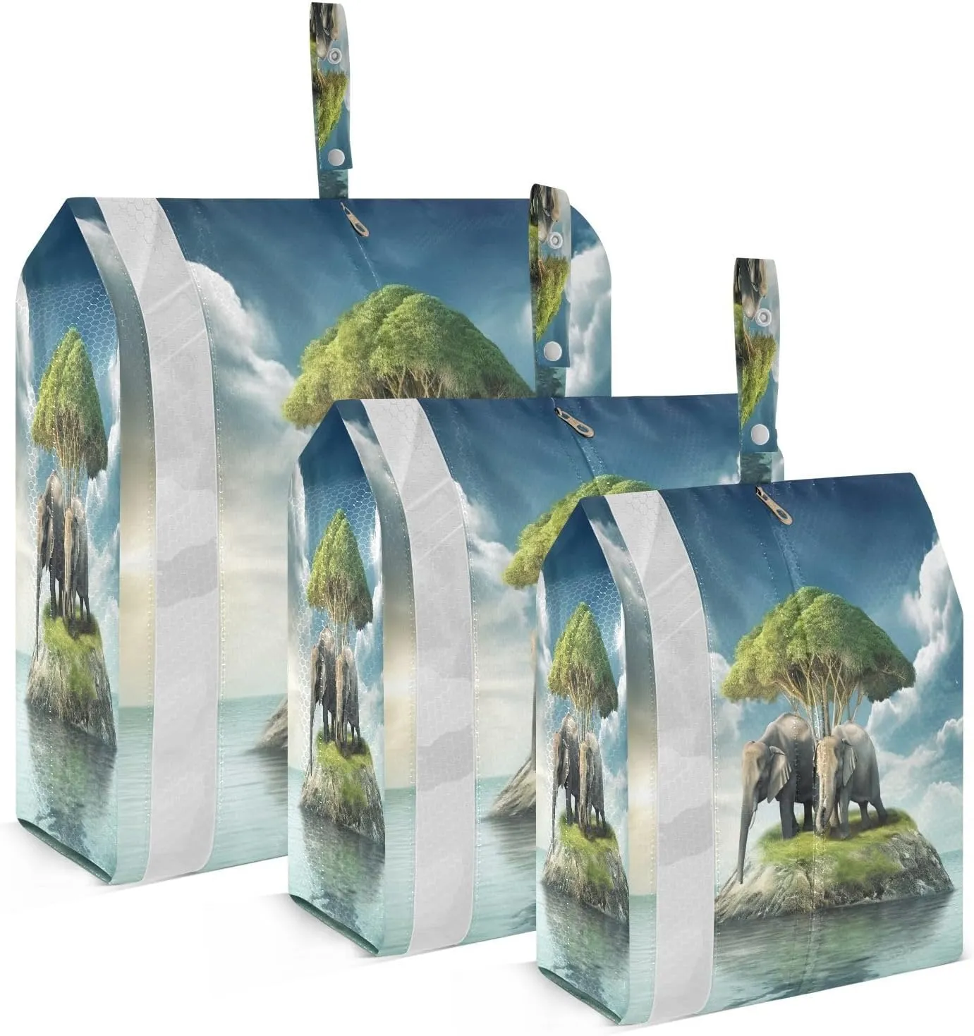 Elephants Island Ocean Packing Cubes for Travel 3 Set Packing Cubes Compression Luggage Packing Organizers for Packing Compression