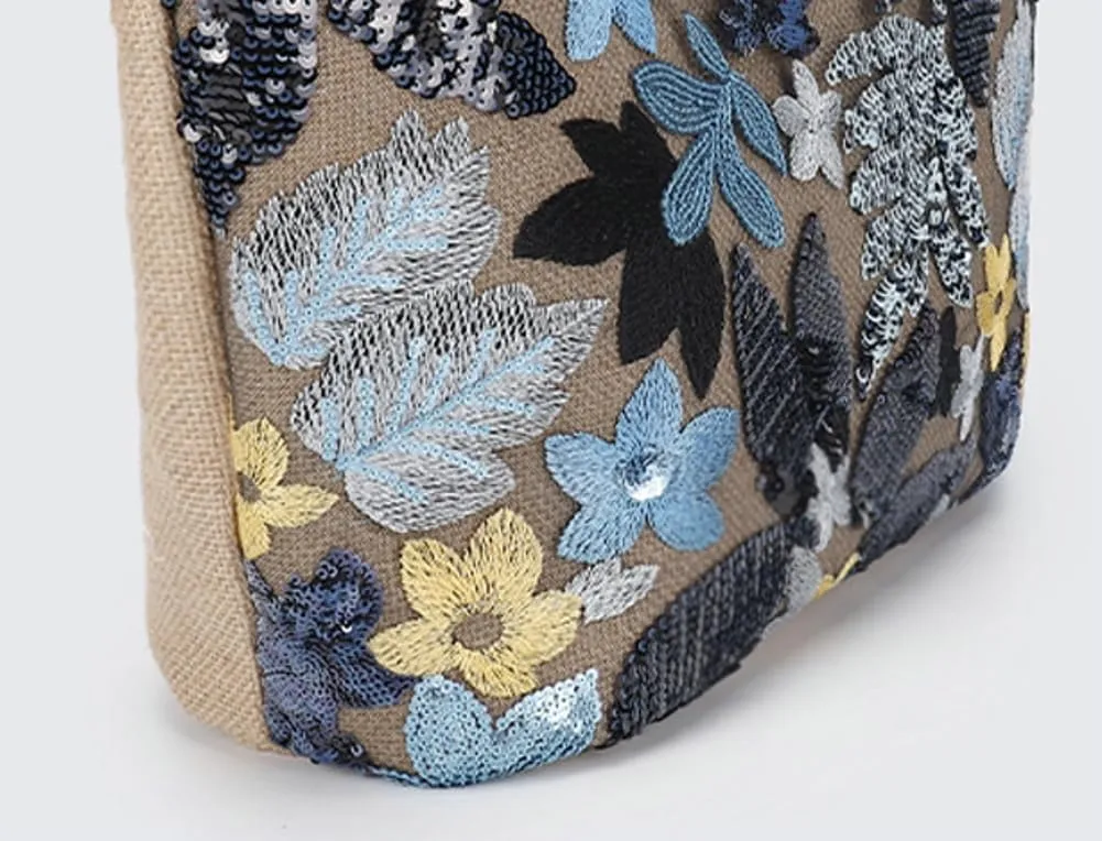 Embroidery Tote Bag for Women Sequin Evening Clutch Purse Woven Hobo Purses Handbags Large Beach Bags for Summer