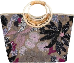Embroidery Tote Bag for Women Sequin Evening Clutch Purse Woven Hobo Purses Handbags Large Beach Bags for Summer