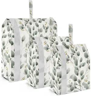Eucalyptus Watercolor Packing Cubes for Travel 3 Set Compression Travel Bags Suitcase Organizer Bags Set for Woman Man