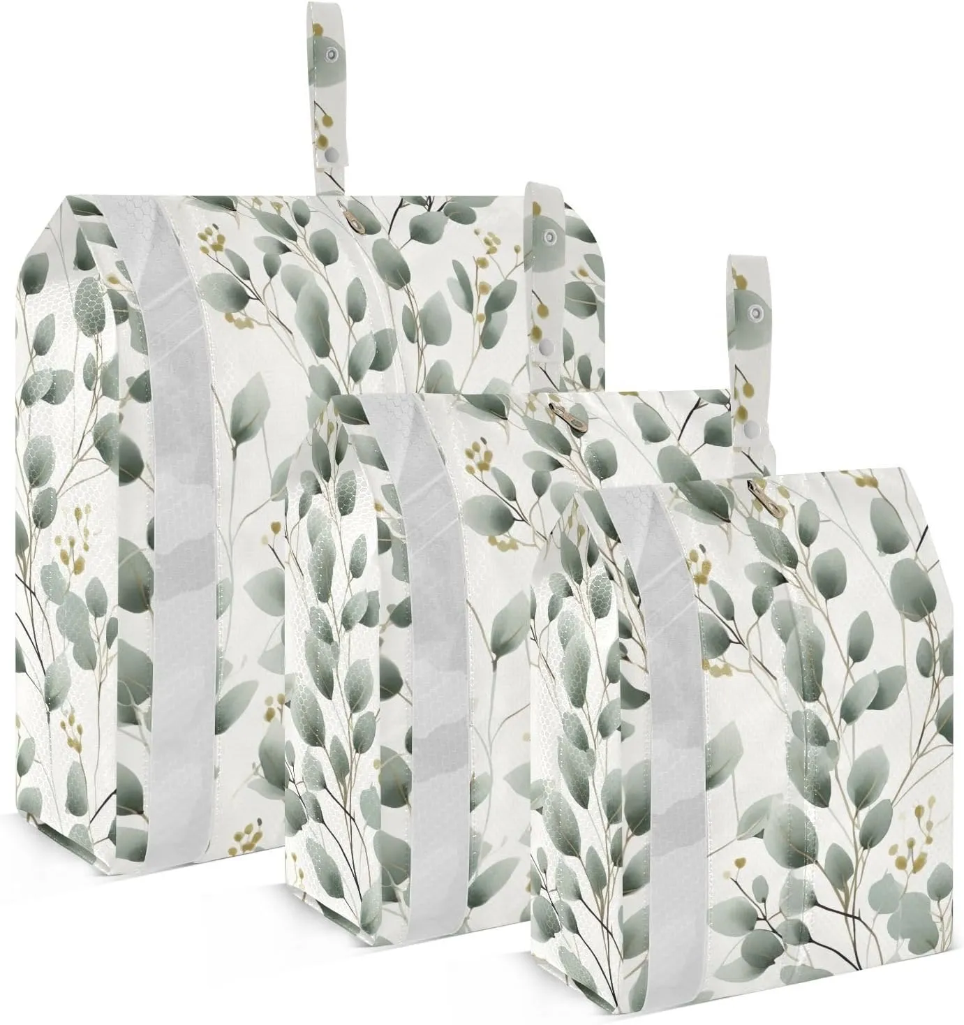Eucalyptus Watercolor Packing Cubes for Travel 3 Set Compression Travel Bags Suitcase Organizer Bags Set for Woman Man