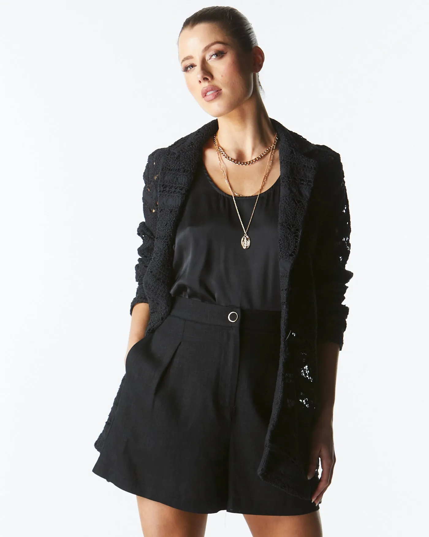 Fate Worth It Lace Blazer Black