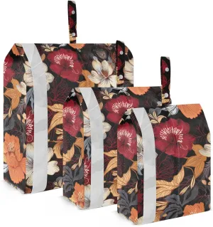 Floral Black Packing Cubes for Travel 3 Set Luggage Packing Cubes Luggage Cubes for Travel