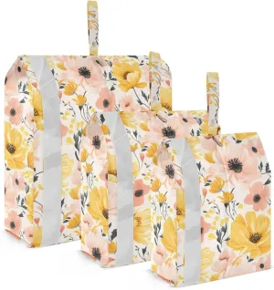 Floral Yellow Flowers Packing Cubes for Travel 3 Set Travel Organizer Luggage Packing Organizers for Carry On
