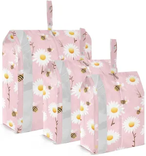Flower Bee Pink Packing Cubes for Travel 3 Set Packing Cubes Large Suitcase Organizer for Vacation Clothes