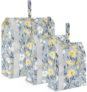 Flower Blue Packing Cubes for Travel 3 Set Large Packing Cubes Luggage Bags Organizer for Carry On Suitcases