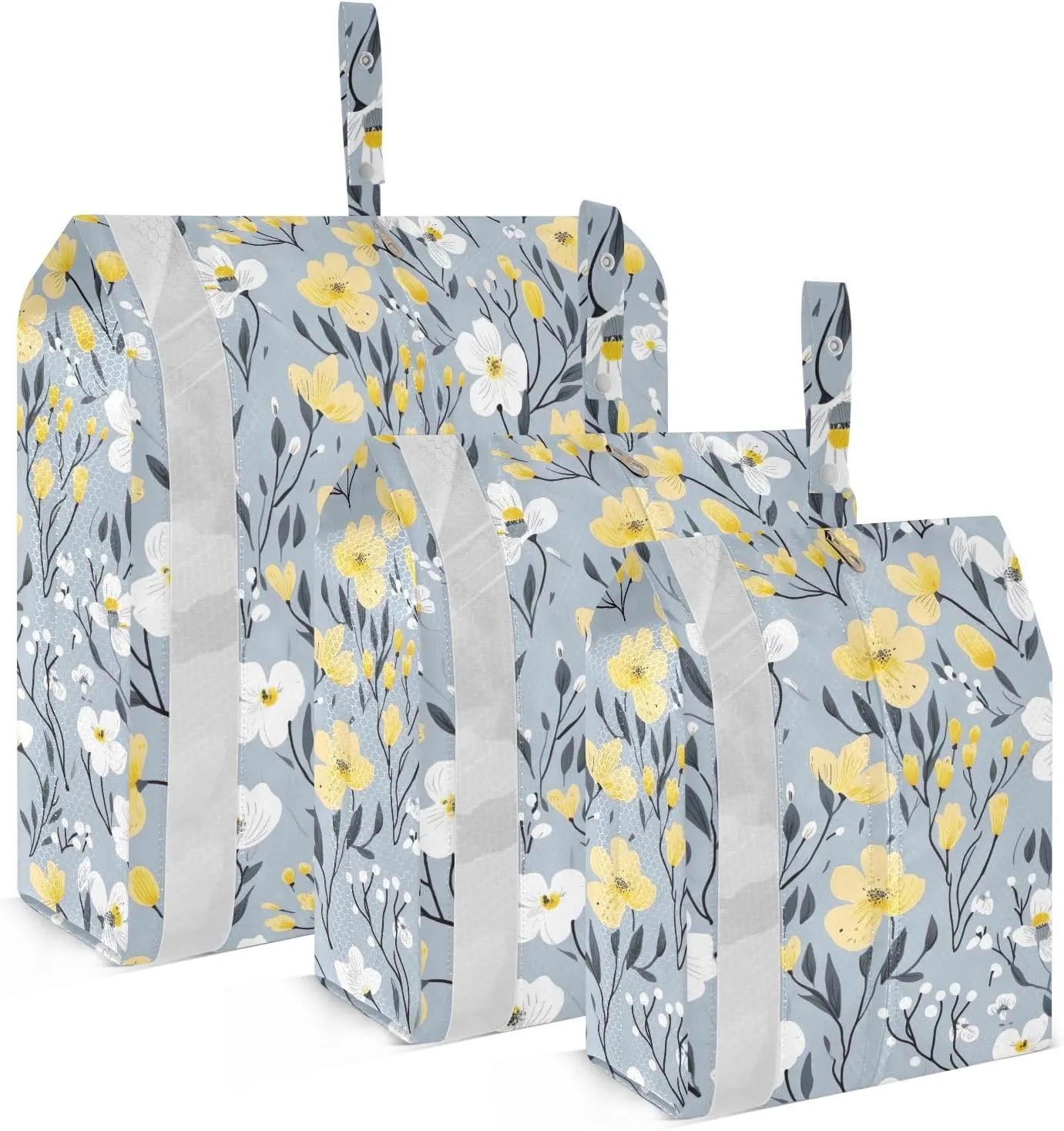 Flower Blue Packing Cubes for Travel 3 Set Large Packing Cubes Luggage Bags Organizer for Carry On Suitcases