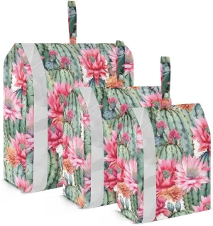 Flower Cactus Colorful Packing Cubes for Travel 3 Set Travel Packing Cubes Luggage Packing Organizers for Travel Accessories