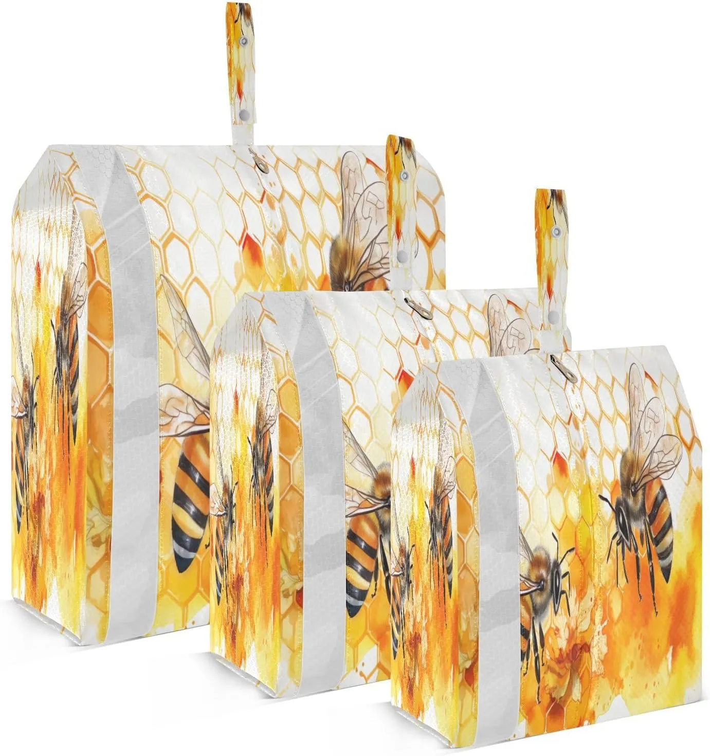 Flower Colorful Bee Packing Cubes for Travel 3 Set Compression Packing Cube Suitcase Organizer Bags for Travel Essentials