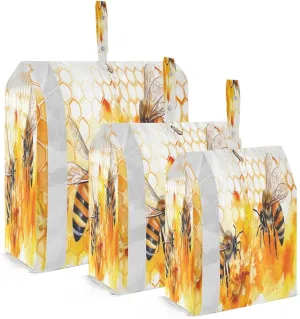 Flower Colorful Bee Packing Cubes for Travel 3 Set Compression Packing Cube Suitcase Organizer Bags for Travel Essentials