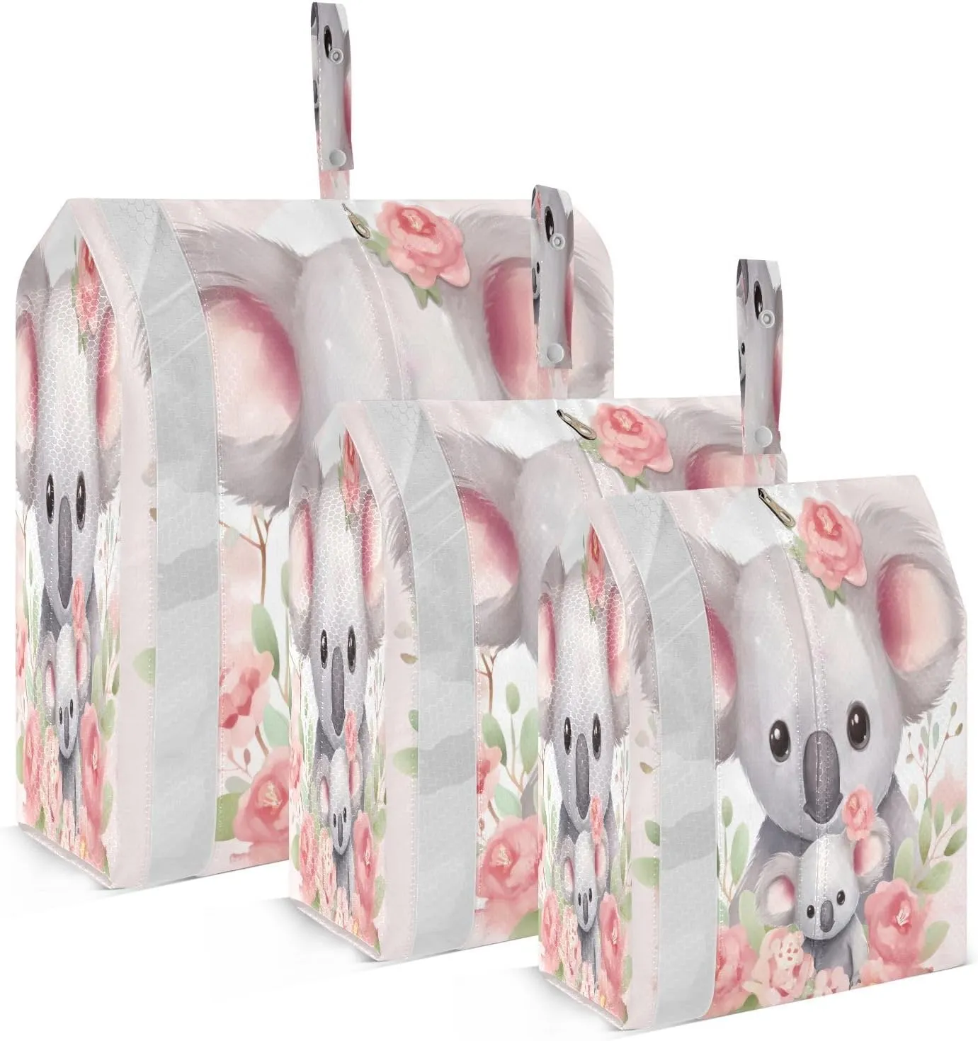 Flower Lovely Koalas Packing Cubes for Travel 3 Set Compression Bag Suitcase Organizer Bags Set for Carry On