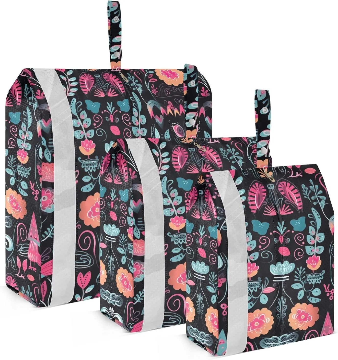 Flower Plant Black Packing Cubes for Travel 3 Set Packing Cubes Compression Luggage Cubes for Suitcases