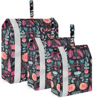 Flower Plant Black Packing Cubes for Travel 3 Set Packing Cubes Compression Luggage Cubes for Suitcases