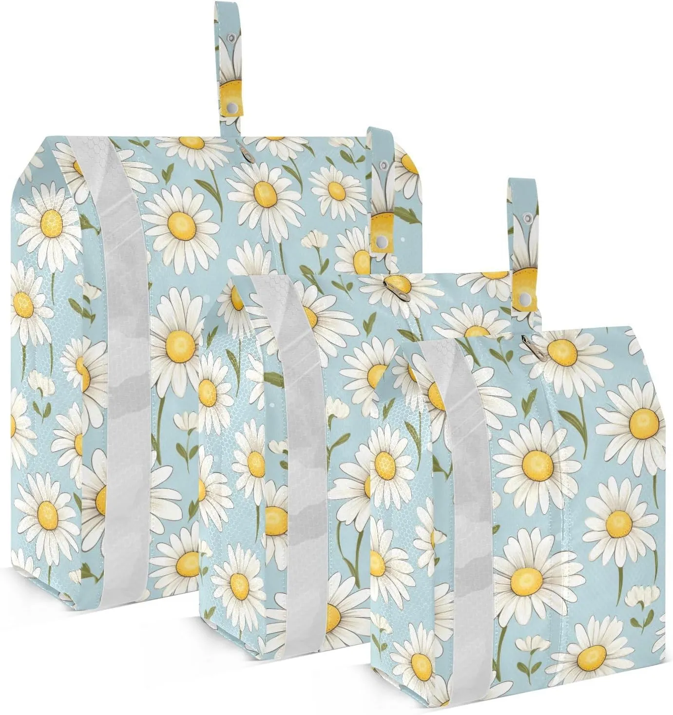Flower Watercolor Daisy Packing Cubes for Travel 3 Set Compression Bag Luggage Organizers for Travel Compression