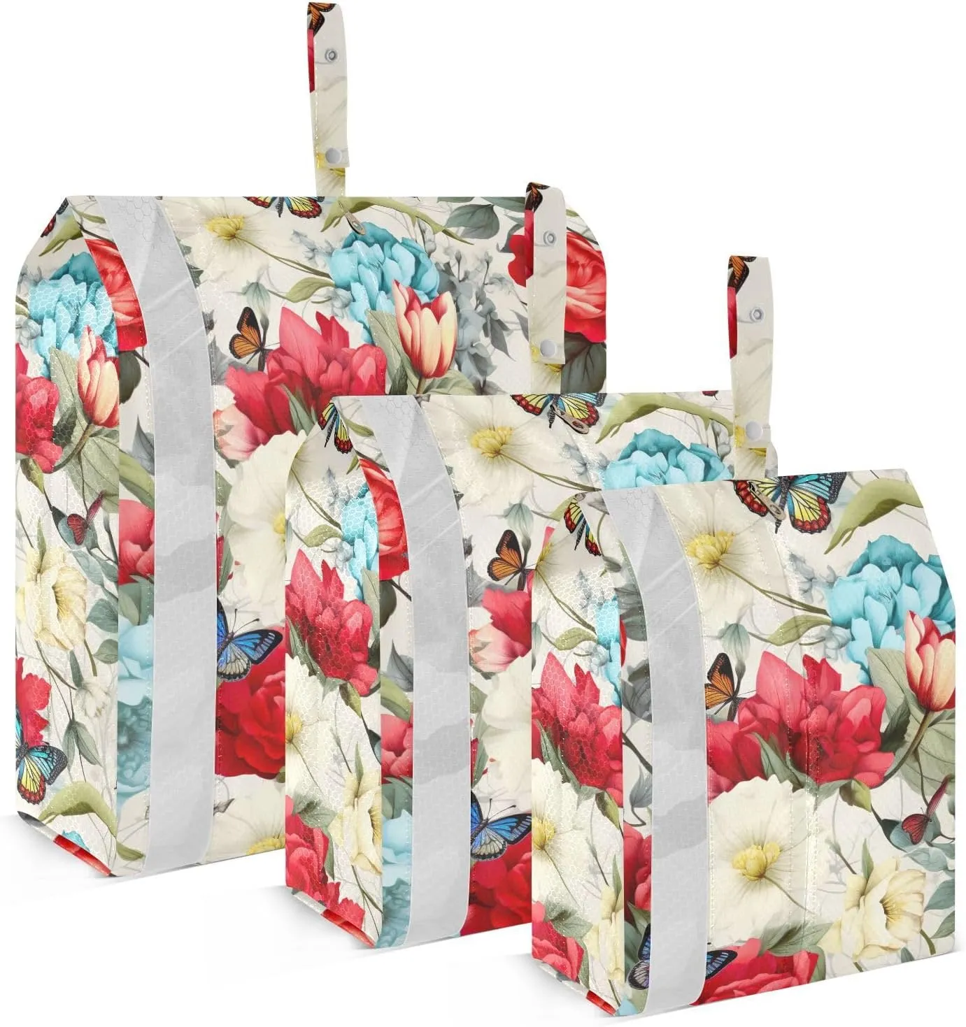 Flowers Butterflies Beige Packing Cubes for Travel 3 Set Packing Compression Cubes Luggage Bags for Organization