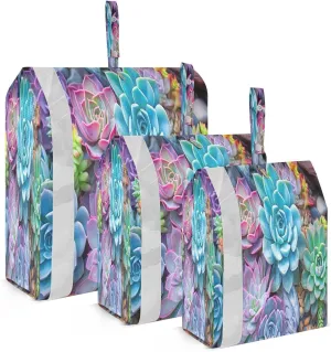Flowers Cactus Colorful Succulents Packing Cubes for Travel 3 Set Packing Cubes Large Luggage Bags for Organization