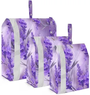 Flowers Leaves Lavenders Purple Packing Cubes for Travel 3 Set Packing Travel Organizer Cubes Suitcase Organizer Bags Set for Packing