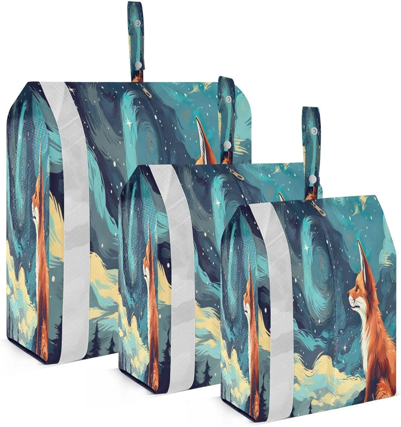 Fox Blue Sky Star Packing Cubes for Travel 3 Set Compressible Packing Cubes Luggage Bags Organizer for Packing