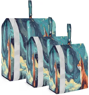 Fox Blue Sky Star Packing Cubes for Travel 3 Set Compressible Packing Cubes Luggage Bags Organizer for Packing