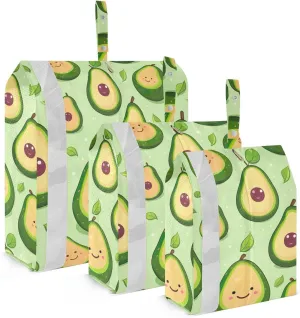 Fruit Green Avocados Packing Cubes for Travel 3 Set Large Packing Cubes Luggage Organizers for Carry On Suitcases