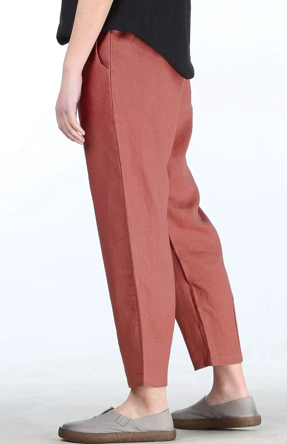 FTCayanz Women's Linen Harm Pants Summer Casual Cropped Pant Work Ankle Trousers with Pockets