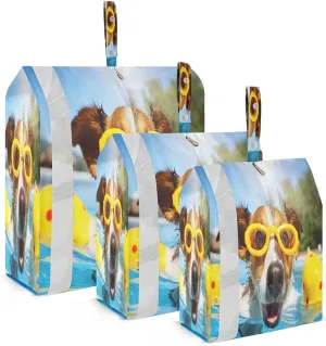 Funny Dog Swimming Pool Packing Cubes for Travel 3 Set Large Packing Cubes Luggage Packing Organizers for Suitcase