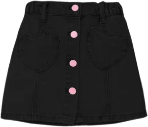 Girl's Heart Pattern High Waist A Line Skirt Casual Regular Fit Short Denim Skirts