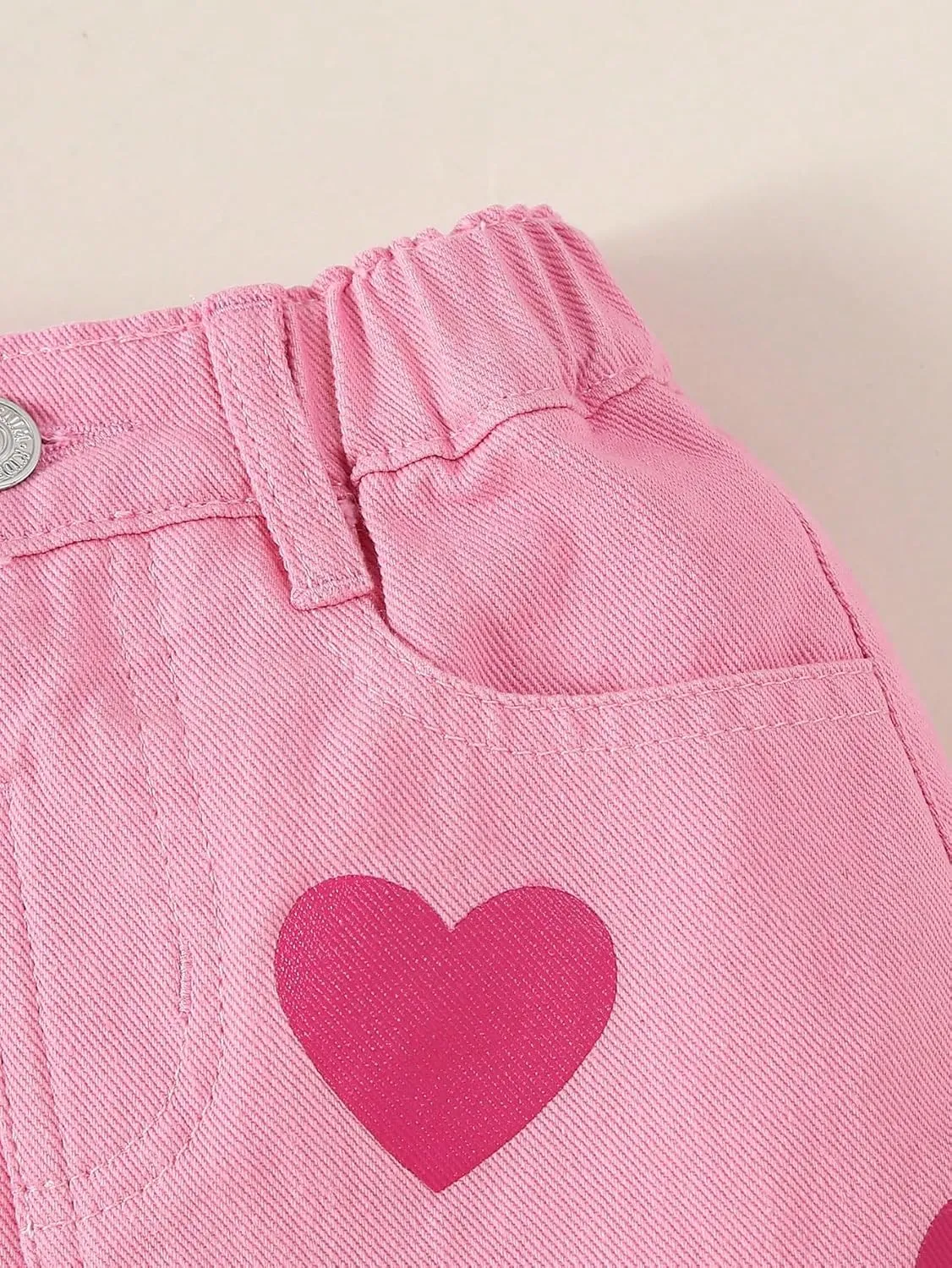 Girl's Heart Pattern High Waist A Line Skirt Casual Regular Fit Short Denim Skirts
