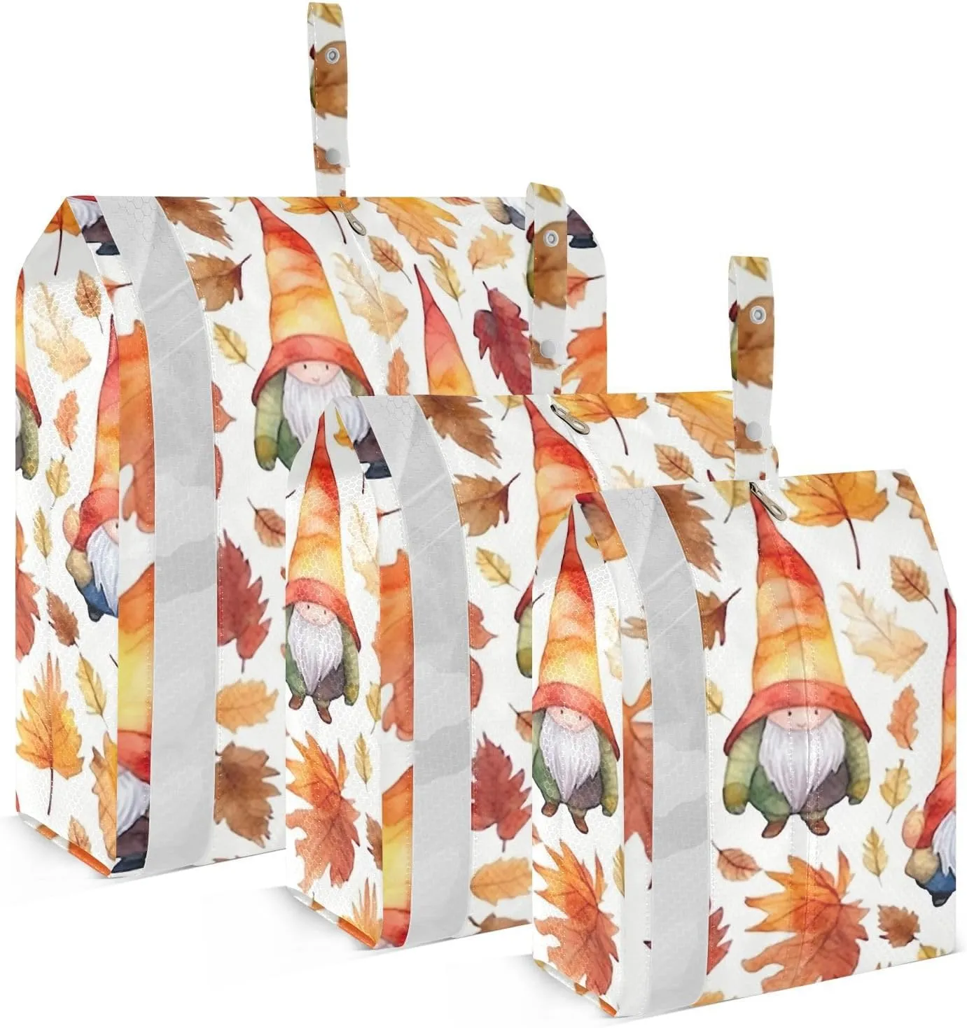 Gnomes Autumn Fall Leaves Packing Cubes for Travel 3 Set Large Packing Cubes Luggage Bags Organizer for Travel