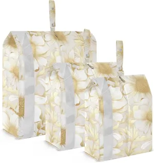 Golden Daisy Flowers Packing Cubes for Travel 3 Set Compression Packing Cubes Luggage Bags for Packing Compression