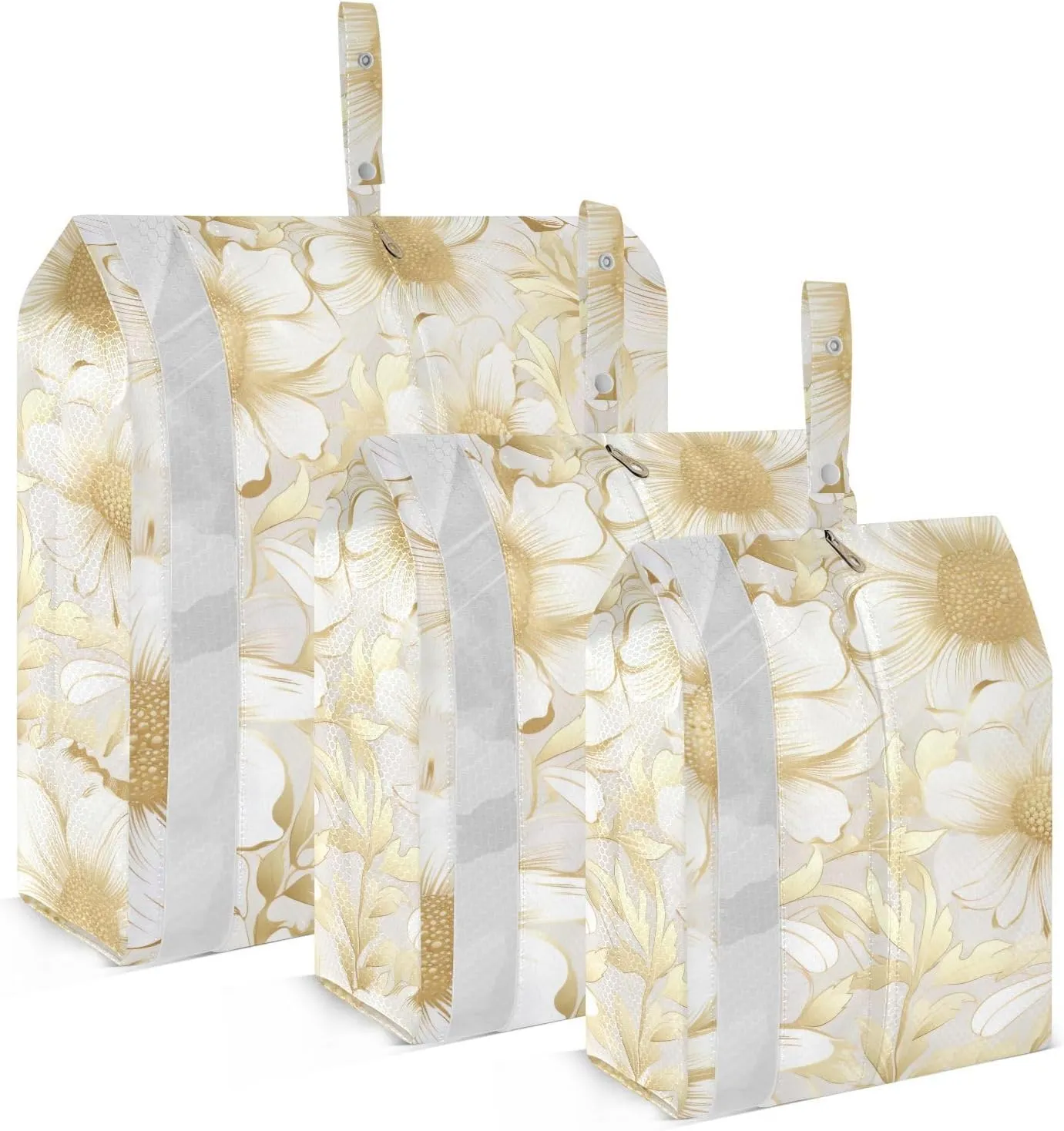 Golden Daisy Flowers Packing Cubes for Travel 3 Set Compression Packing Cubes Luggage Bags for Packing Compression