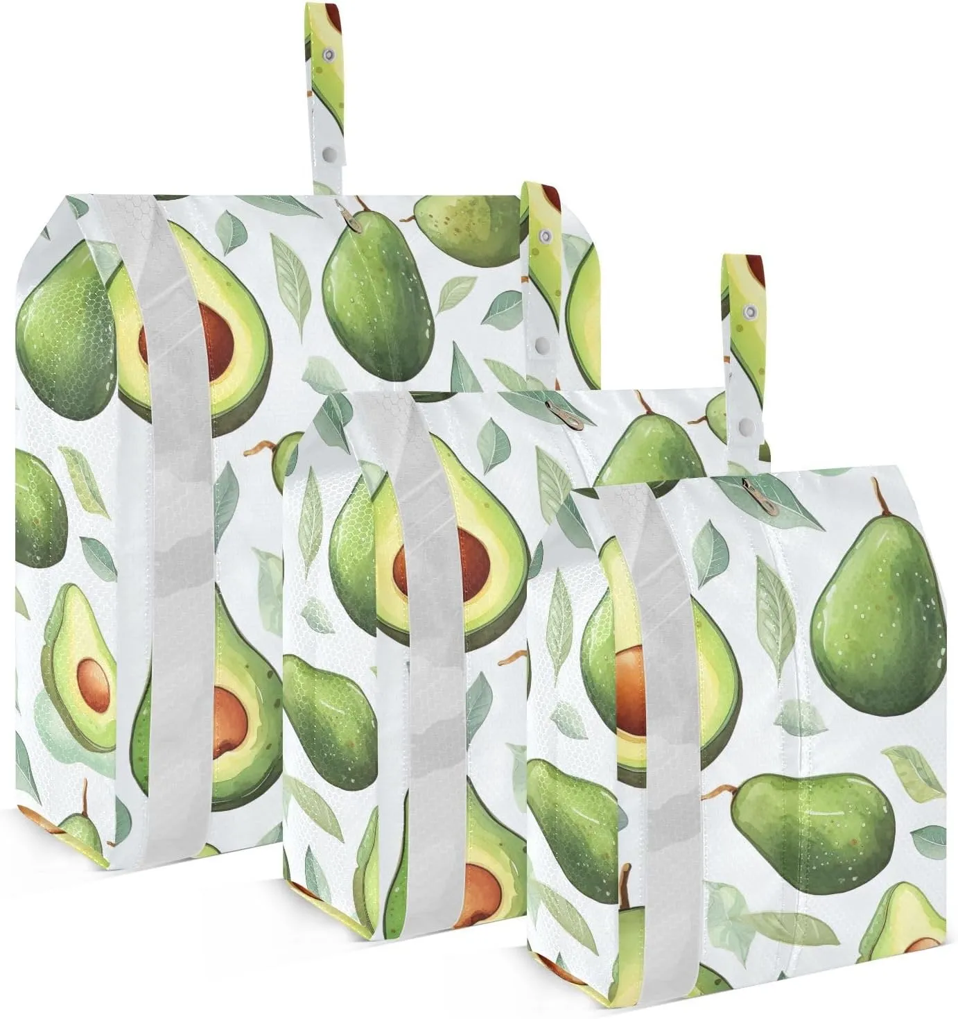 Green Avocado Leaves Pattern Packing Cubes for Travel 3 Set Luggage Packing Cubes Luggage Organizer Bags for Packing