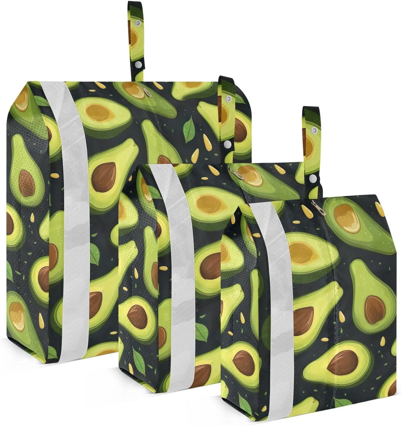 Green Avocados Fruit Packing Cubes for Travel 3 Set Travel Organizer Luggage Bags Organizer for Vacation Clothes