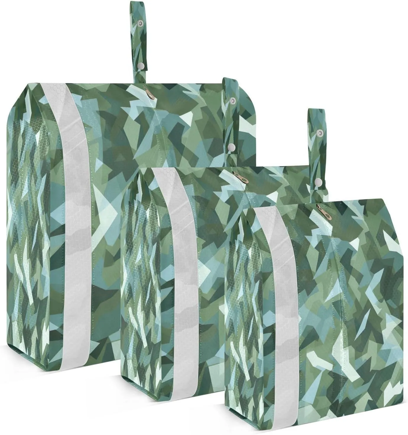 Green Camouflage Trendy Packing Cubes for Travel 3 Set Travel Organizer Luggage Cubes for Woman Man