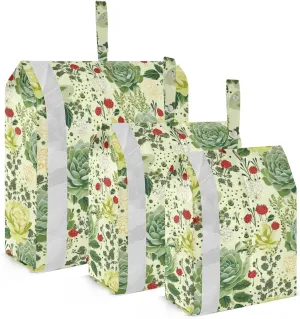 Green Florals Packing Cubes for Travel 3 Set Travel Organizer Luggage Organizer Bags for Luggage