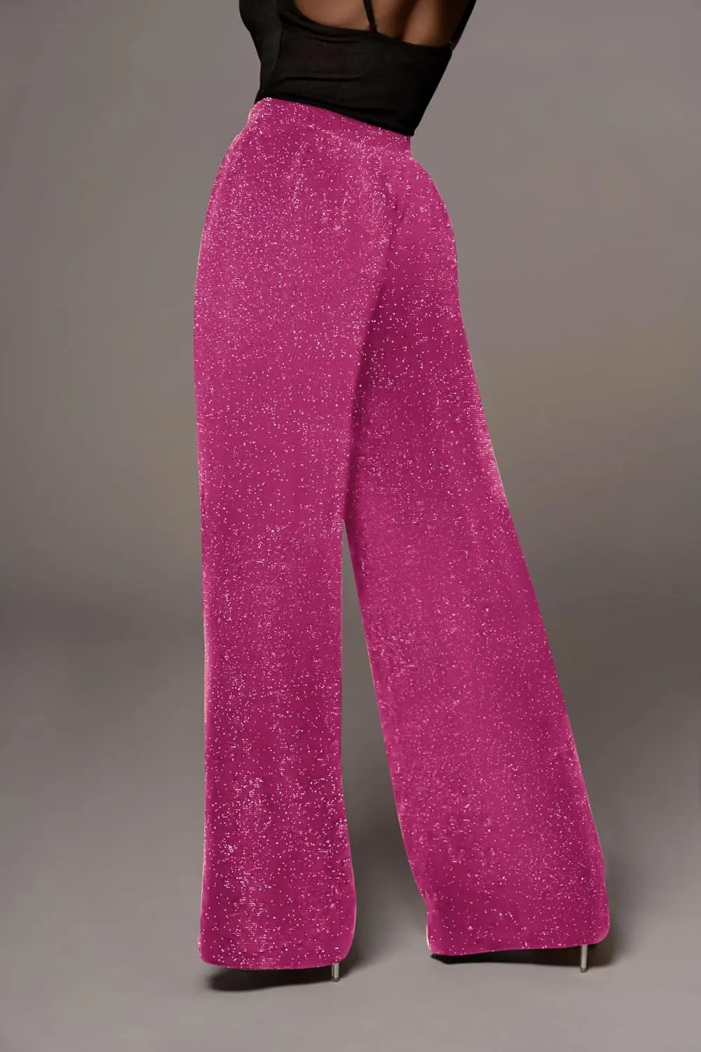 GUOLEZEEV Women High Elastic Waist Wide Leg Palazzo Pants Casual Loose Long Pant Trouser
