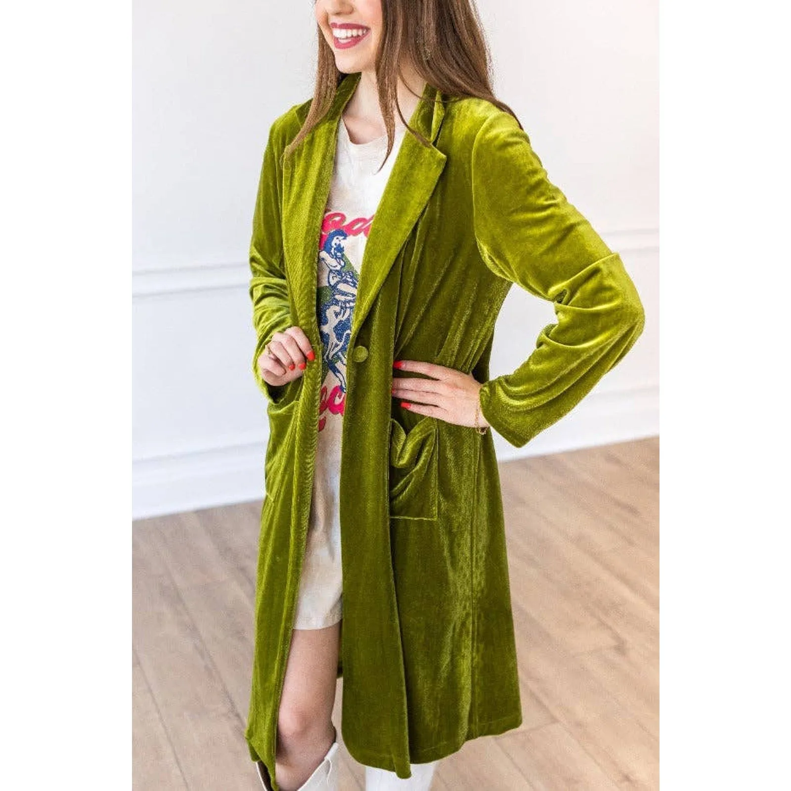 Hard Candy Velvet Jacket in Green / Multiple Sizes