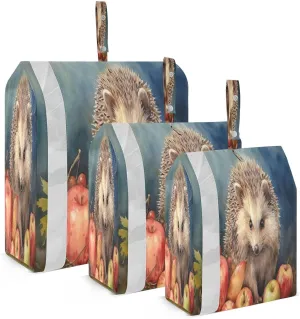 Hedgehog Fruit Oil Painting Packing Cubes for Travel 3 Set Compression Travel Bags Suitcase Organizer Bags Set for Travel Compression
